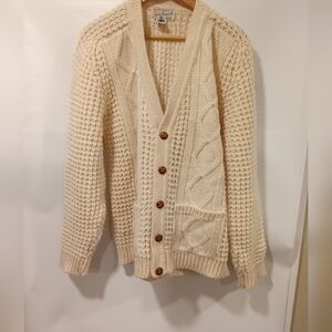 Vintage Cream Knit Cardigan with Wooden Buttons